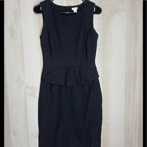 J. Crew black sleeveless dress‎ peplum round neck, size 4